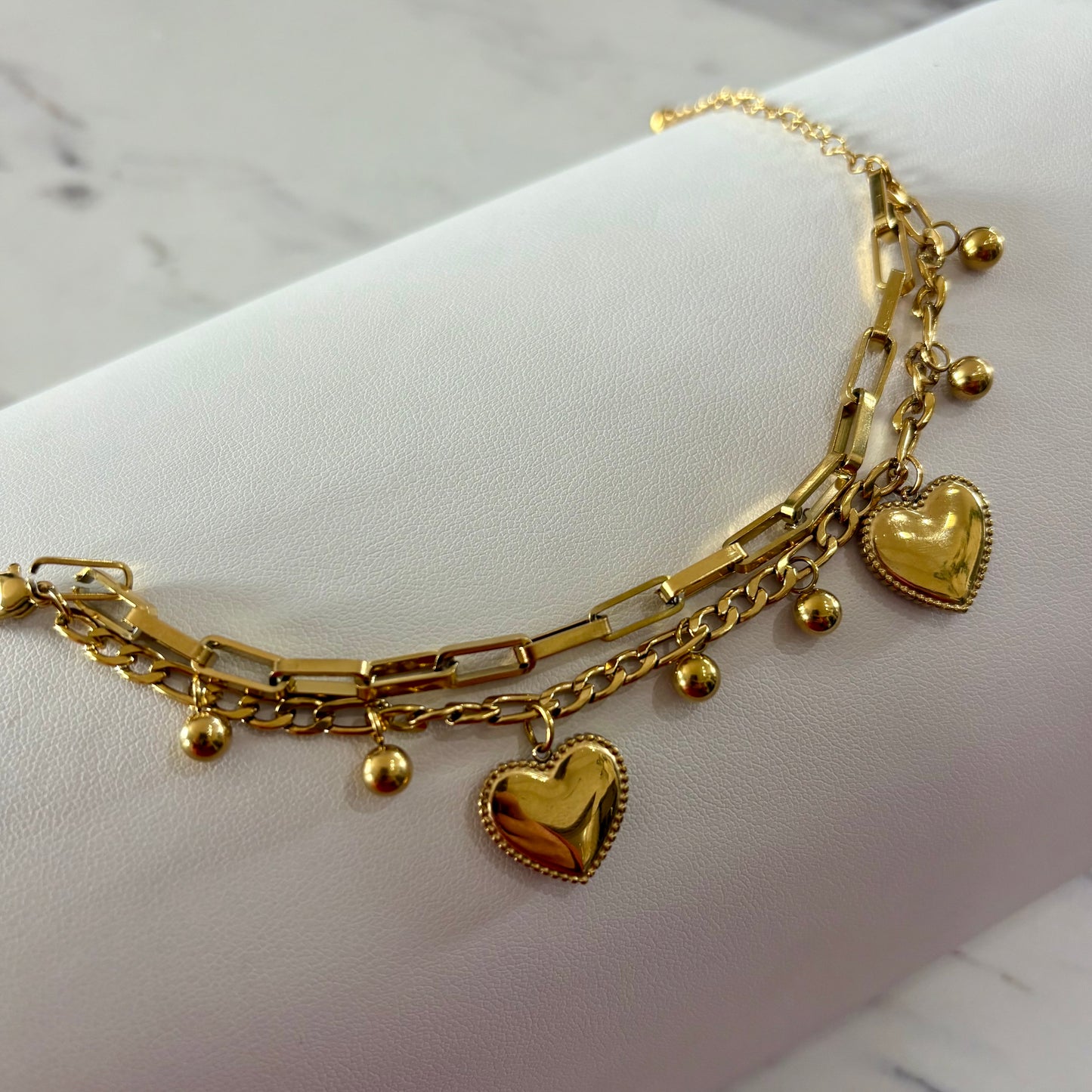 Golden Heart Charm Bracelet