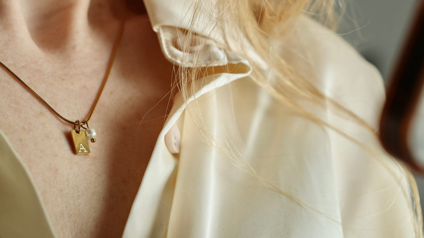 Pearl Initial Charm Necklace