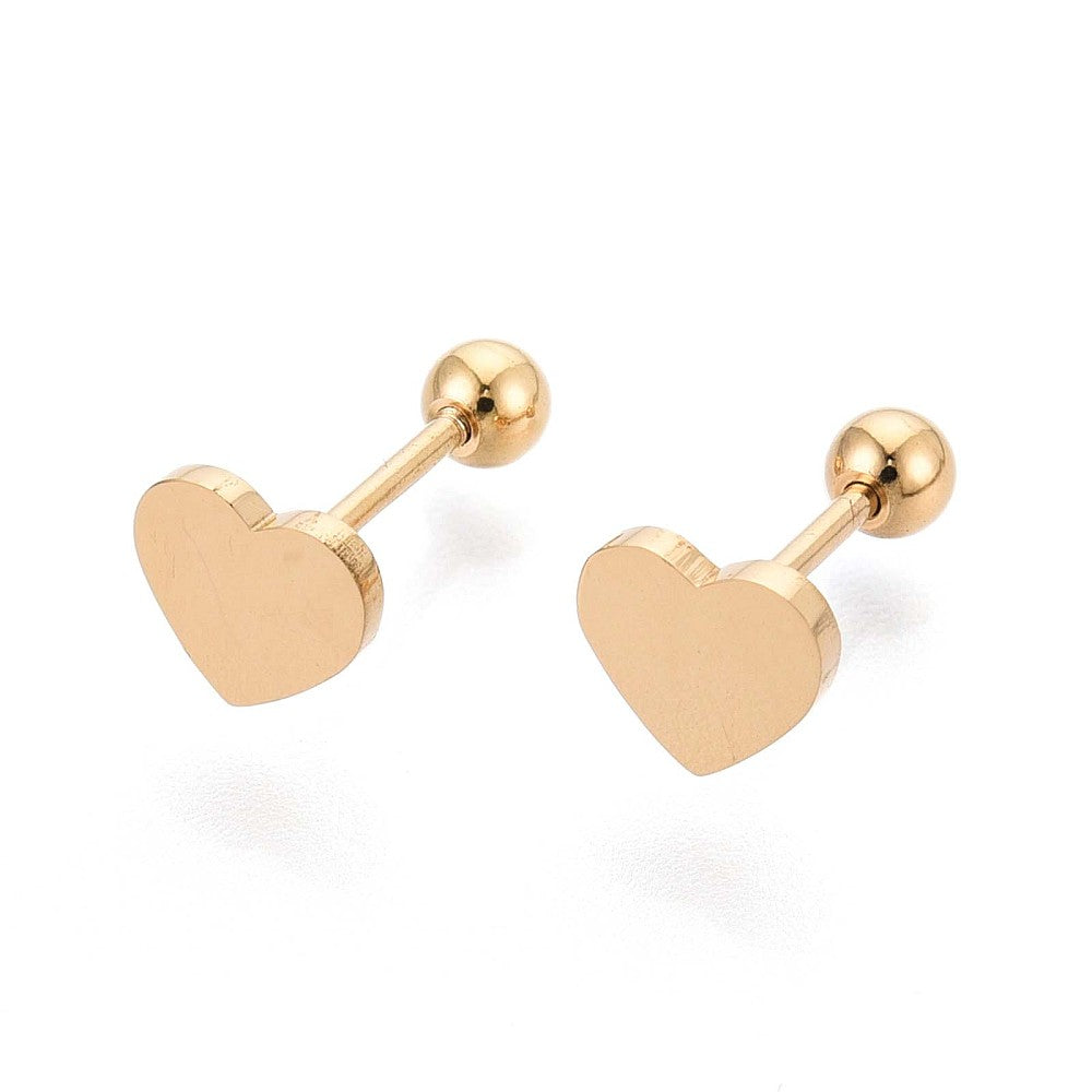 Gold Heart Studs