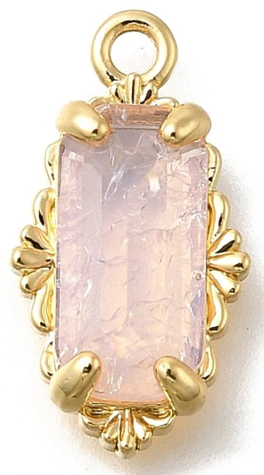 Rectangle Charm-Pink Sparkle