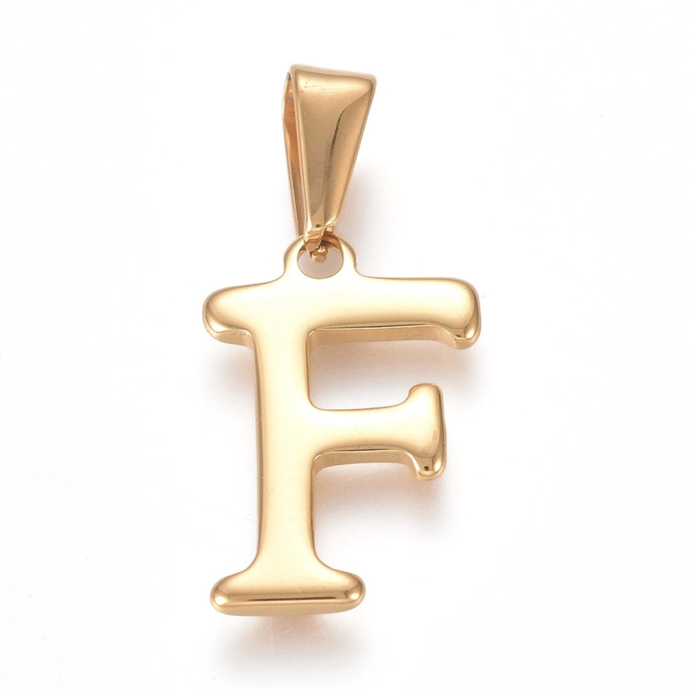 Gold Stainless steel letter charm for custom charm necklaces and bracelets