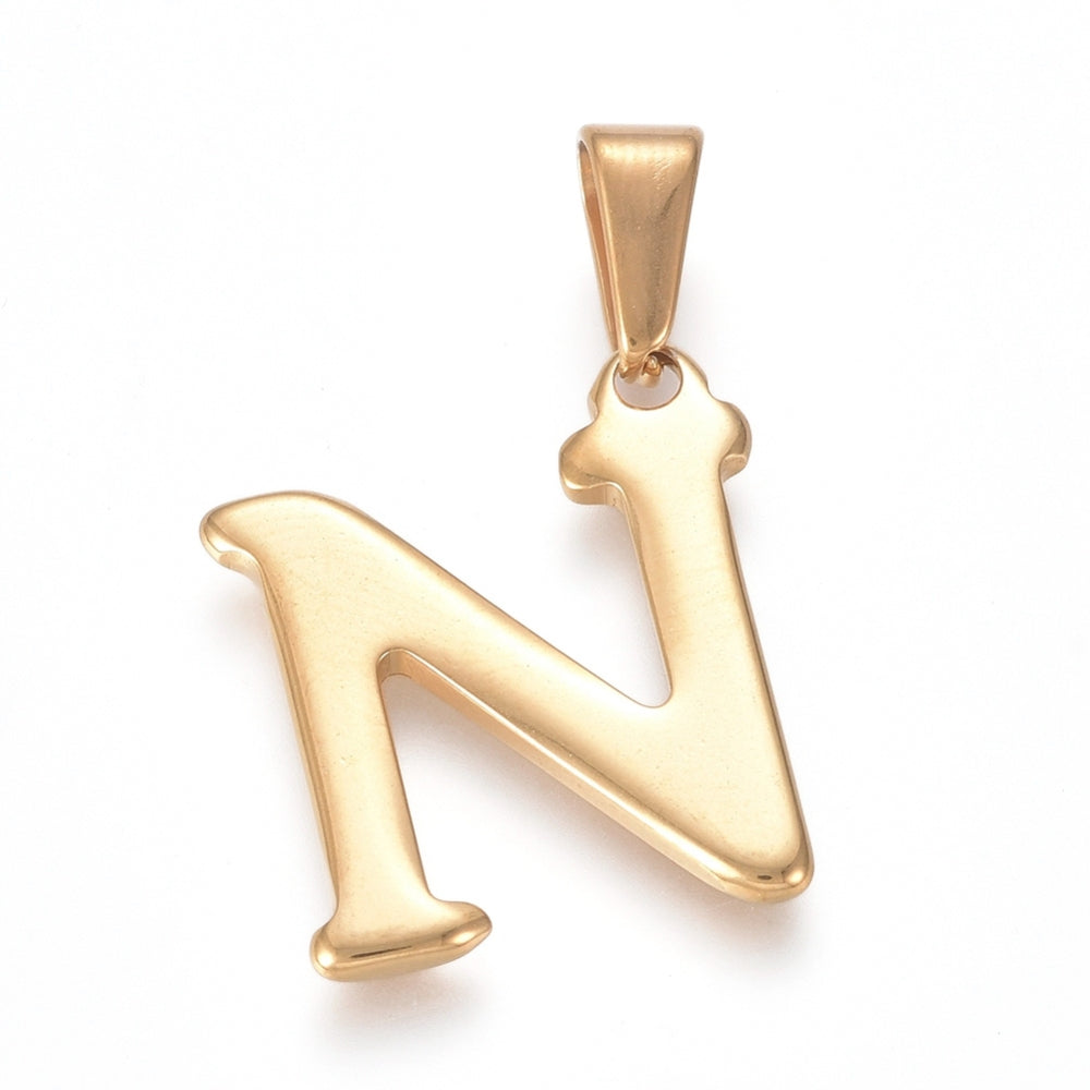 Gold Stainless steel letter charm for custom charm necklaces and bracelets