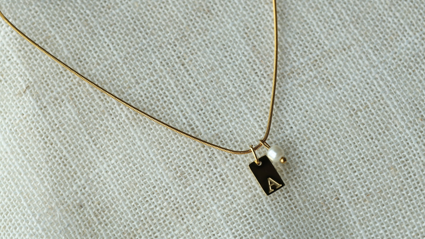Pearl Initial Charm Necklace