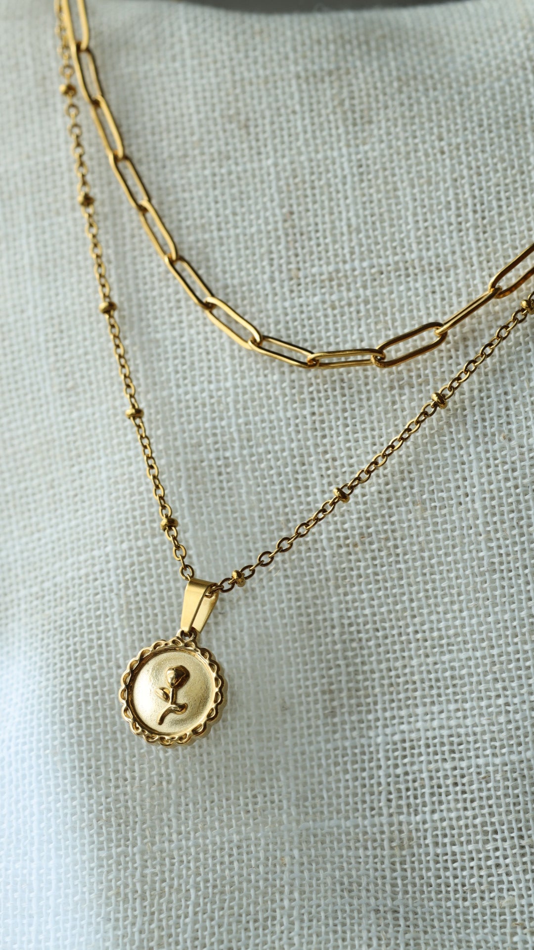 Vintage Rose Charm Necklace Stack
