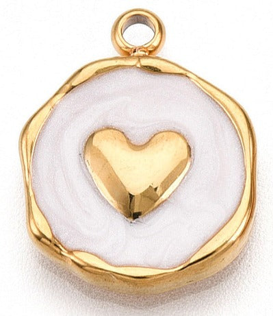 White and Gold Heart Charm