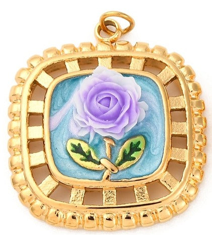 Square Flower Charm (24x21x6mm)