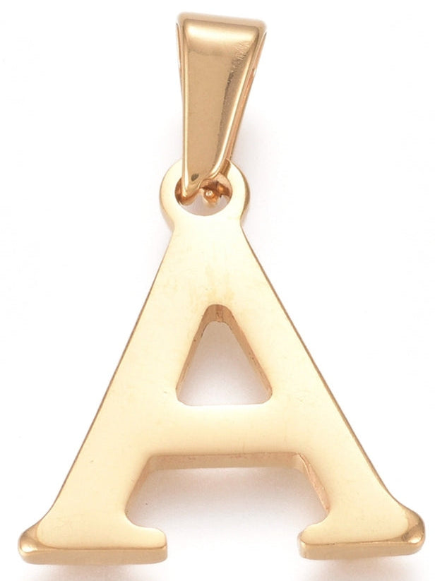 Gold Stainless steel letter charm for custom charm necklaces and bracelets 