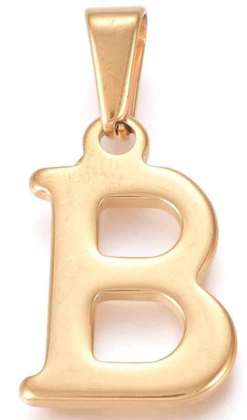 Gold Stainless steel letter charm for custom charm necklaces and bracelets 