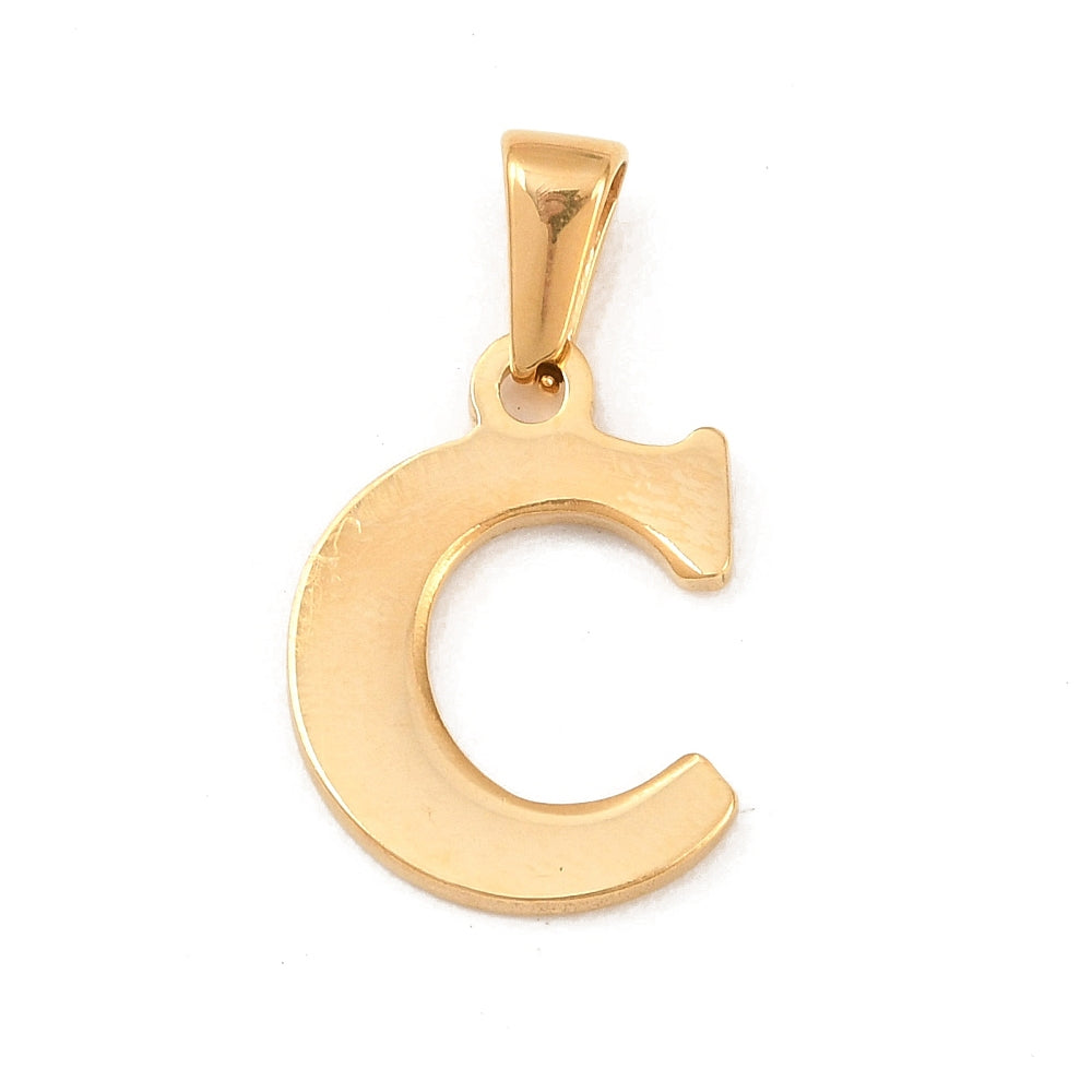 Gold Stainless steel letter charm for custom charm necklaces and bracelets 