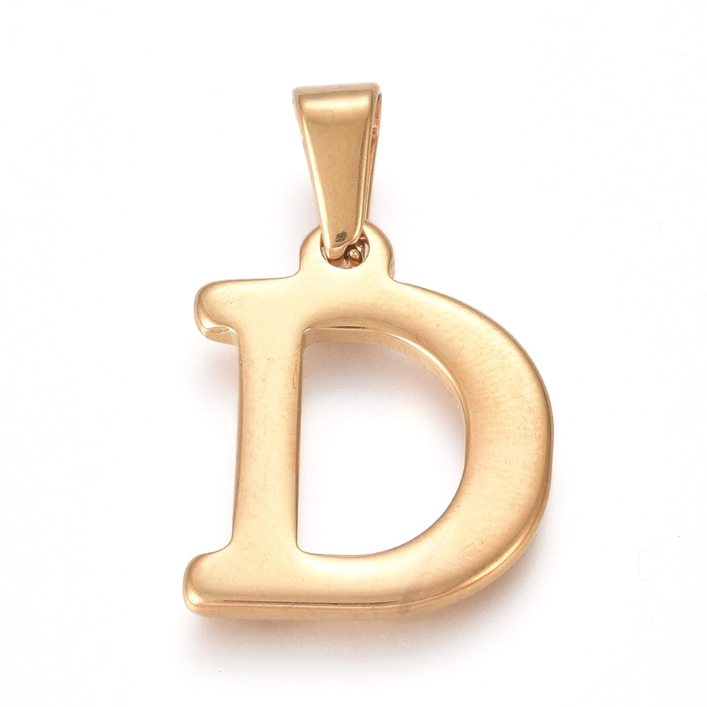 Gold Stainless steel letter charm for custom charm necklaces and bracelets 