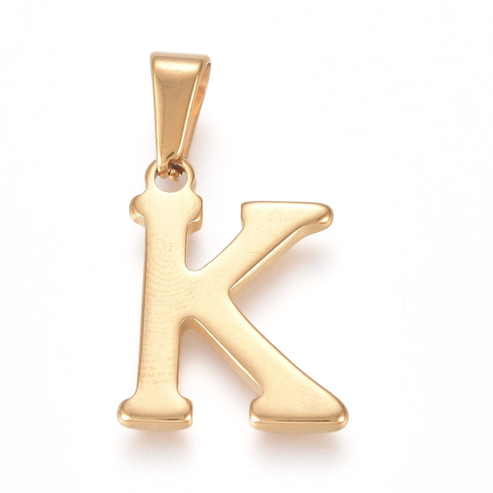 Gold Stainless steel letter charm for custom charm necklaces and bracelets 