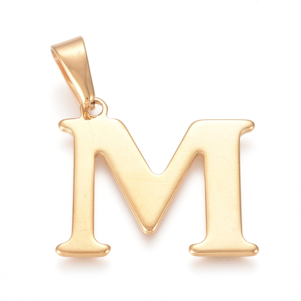 Gold Stainless steel letter charm for custom charm necklaces and bracelets 