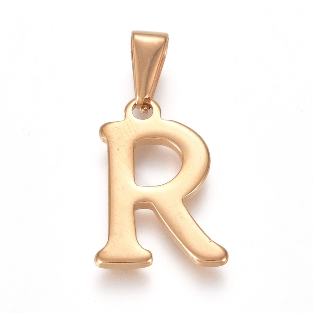 Gold Stainless steel letter charm for custom charm necklaces and bracelets 
