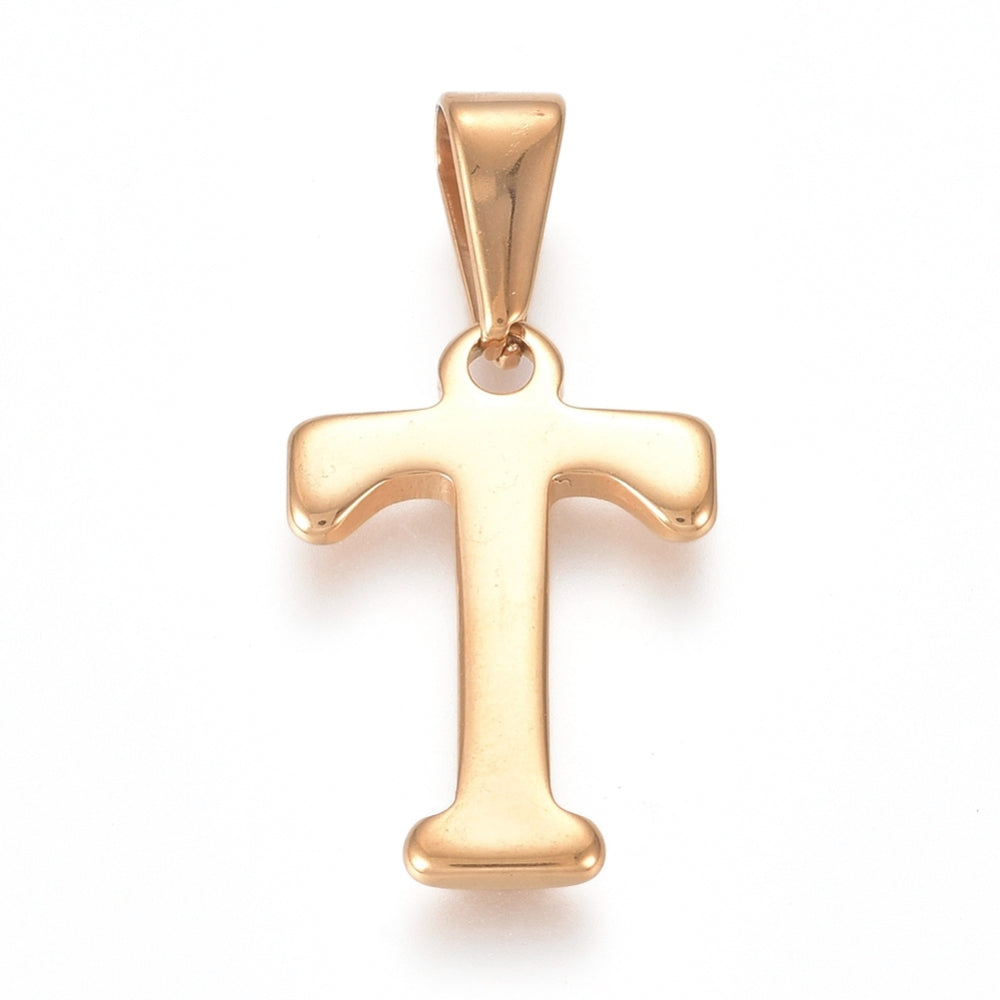 Gold Stainless steel letter charm for custom charm necklaces and bracelets 